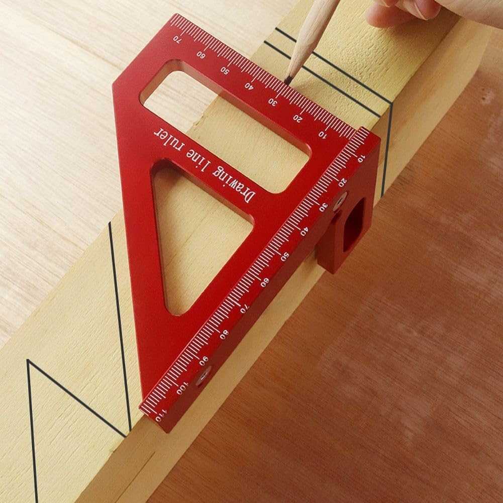 KETIPED 3D Multi-Angle Measuring Ruler,45/90 Degree Aluminum Alloy Woodworking Square Protractor,Drawing Line Ruler, Miter Triangle Ruler High KETIPED