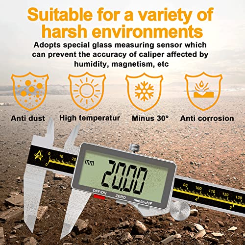 Digital Caliper,ACEMETER 0-6" Vernier Calipers Measuring Tool-Electronic Micrometer with Large LCD Screen,Metal Metric Measure Caliper for Engineer - WoodArtSupply