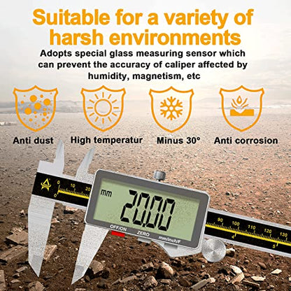 Digital Caliper,ACEMETER 0-6" Vernier Calipers Measuring Tool-Electronic Micrometer with Large LCD Screen,Metal Metric Measure Caliper for Engineer - WoodArtSupply