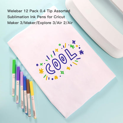 Welebar 12 Pack Infusible Pens for Cricut Maker/Maker 3/Explore 3/Air 2/Air, 0.4 Tip Sublimation Ink Pen Set for Mugs, T-shirt, DIY Crafts