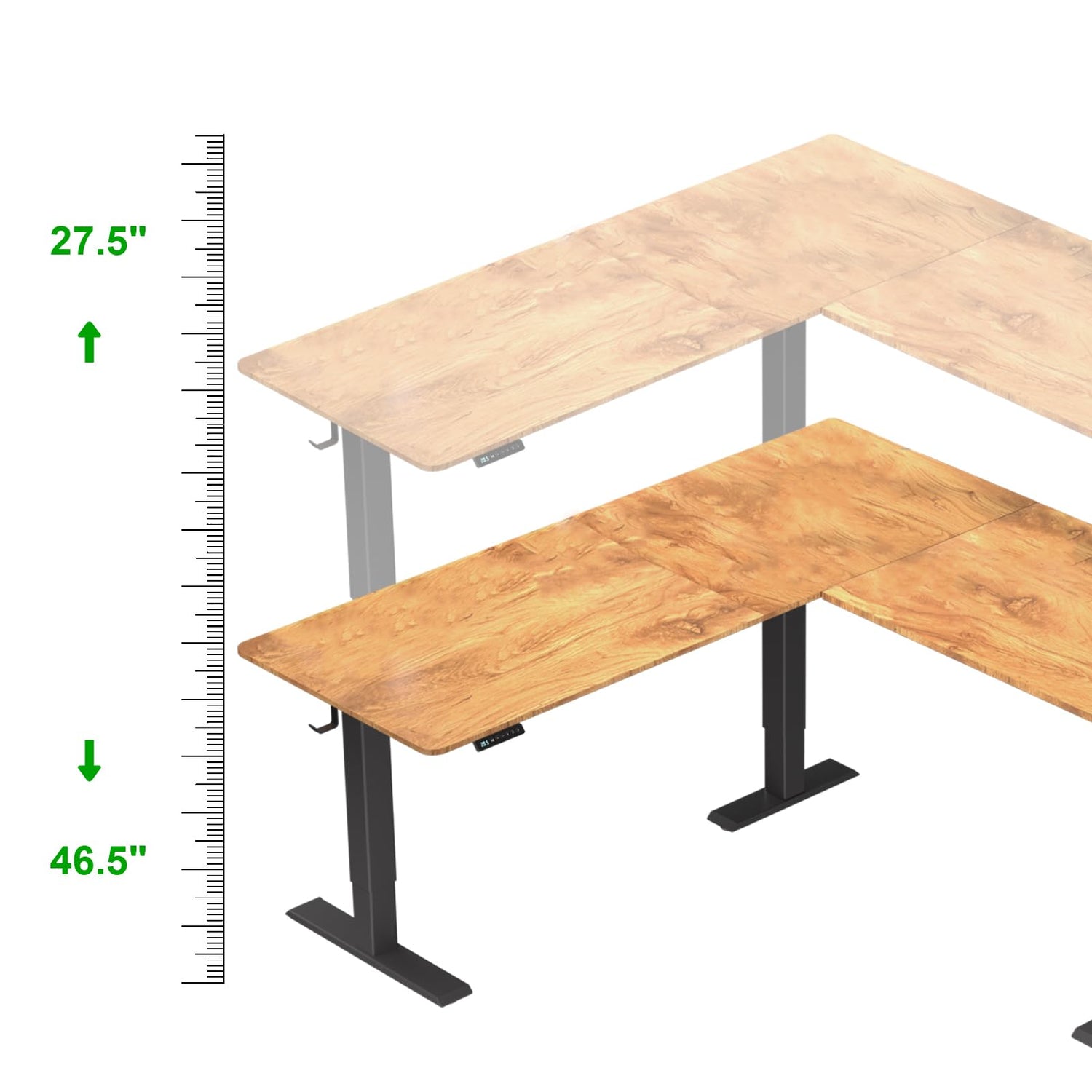 ExaDesk Upgrade Version 63 * 55 inch L Shaped Electric Adjustable Height Standing Desk, Corner Stand Up Desk, Sit Stand Computer L Desk for Gaming ExaDesk