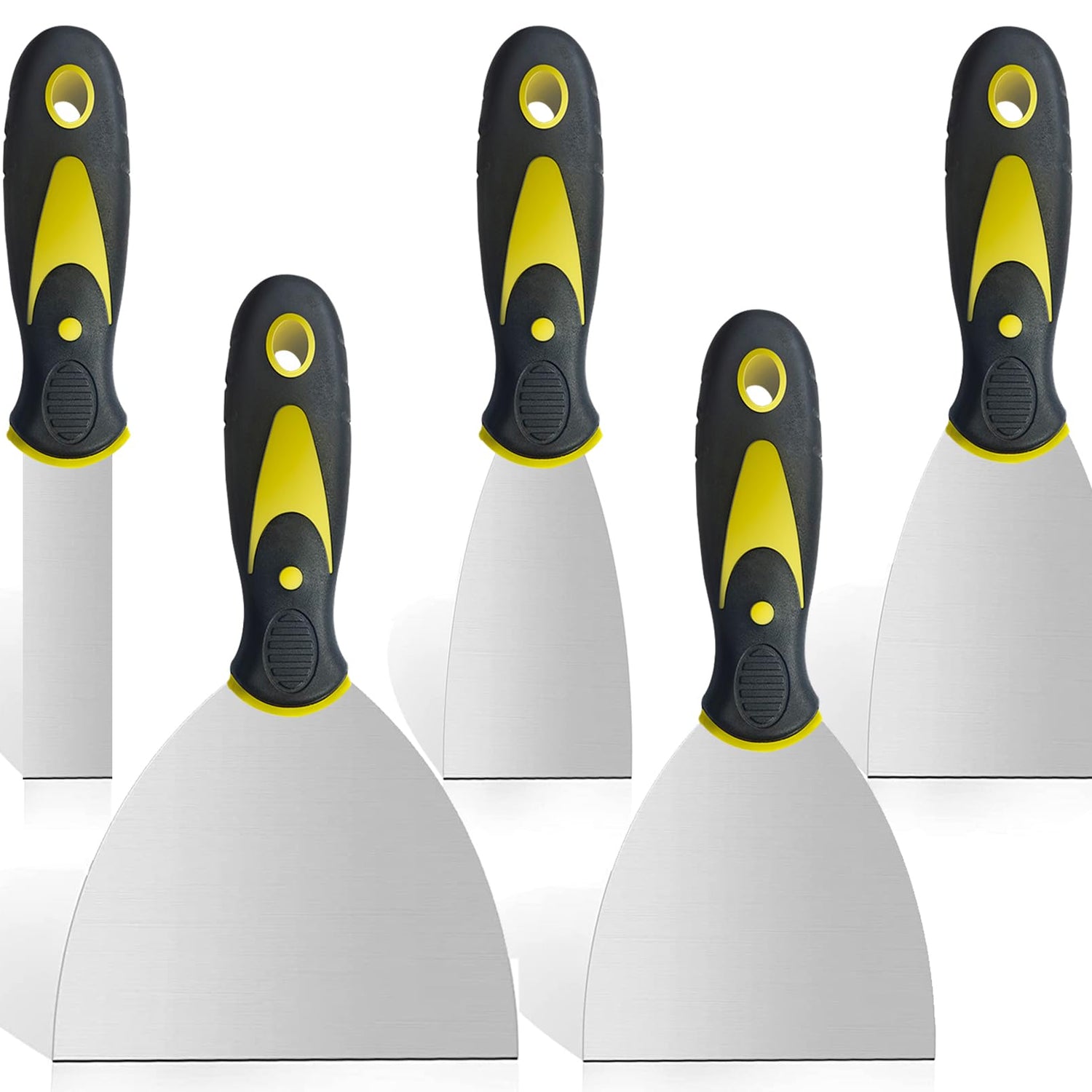 5 Pack Putty Knife Scraper, 1" 2" 3" 4" 5" Putty Knife Set, Stainless Steel Putty Knife Scraper, Wallpaper Scraper Paint Scraper Tool for Spreading Romeda