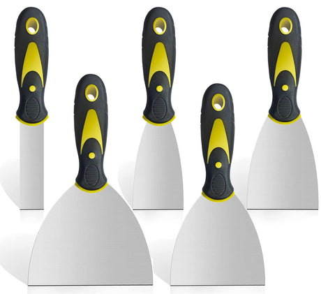 5 Pack Putty Knife Scraper, 1" 2" 3" 4" 5" Putty Knife Set, Stainless Steel Putty Knife Scraper, Wallpaper Scraper Paint Scraper Tool for Spreading Romeda