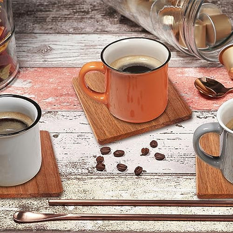 16 Pieces Unfinished Wood Coasters, 4 Inch Square Acacia Wooden Coasters for Crafts with Non-Slip Silicon Dots for DIY Stained Painting Wood Aweyka