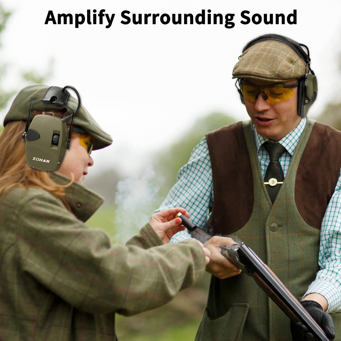 ZOHAN EM054 Electronic Shooting Ear Protection with Sound Amplification, Slim Active Noise Reduction Earmuffs for Gun Range ZOHAN