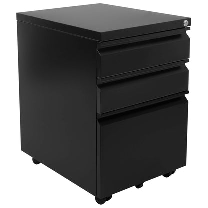 Mount-It! Mobile File Cabinet with 3 Drawers | Under Desk Rolling Storage with Lock for Supplies, Files, and Materials, Mobile Space Saving for Home - WoodArtSupply