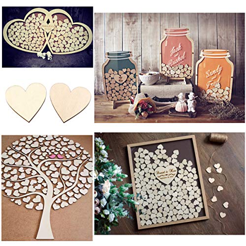 LIOOBO 100pcs Blank Wood Slices Woodsy Decor Wood Heart Embellishment Love Heart Ornament Blank Wood Heart Cutouts Heart Wood Discs Valentine Hanging LIOOBO