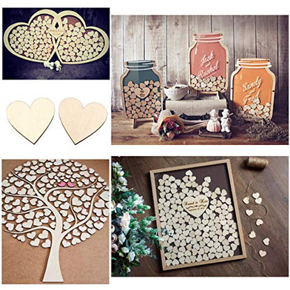 LIOOBO 100pcs Blank Wood Slices Woodsy Decor Wood Heart Embellishment Love Heart Ornament Blank Wood Heart Cutouts Heart Wood Discs Valentine Hanging