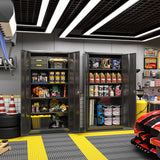 Greenvelly Storage Cabinet, 72” Black Garage Steel Locking Cabinet with Doors and 4 Adjustable Shelves, Tall Lockable File &Tool Cabinet for Home Greenvelly