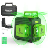 Huepar 3D Cross Line Self-leveling Laser Level, 3 x 360 Green Beam Three-Plane Leveling and Alignment Laser Tool, Hard Carry Case Included - B03CG Huepar