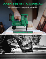 KIMO 18 Gauge Nail Gun Battery Powered w/ 2 X 2.0 Battery & Charger, 2 in 1 Cordless Brad Nailer/Electric Stapler, Adjustable Depth, 1000pcs Nails, K I M O.