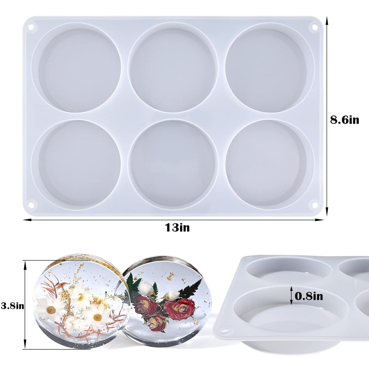 Actvty Resin Large Coaster Molds 6-Cavity Deep Round Silicone Molds for Resin Casting, for Epoxy Resin DIY Custom Coasters Resin Art Gifts Home Actvty
