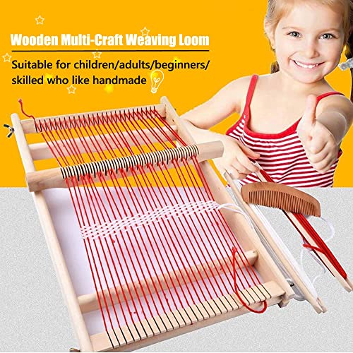 Weaving Loom Kit,Wooden Multi-Craft Weaving Loom Tapestry Loom Large Frame 9.85x 15.5inch,DIY Hand-knitting Weaving Machinewith Loom Stick Bar for