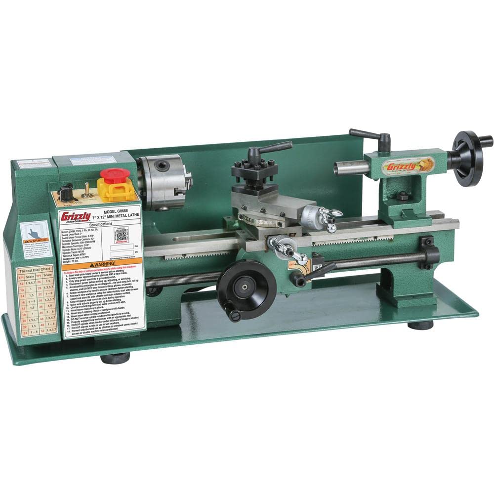 Grizzly Industrial G8688-7" x 12" Mini Metal Lathe - WoodArtSupply