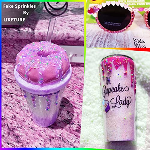 LIKETURE Fake Sprinkles 12 Jars 180g Polymer Clay Sprinkles Fake Candy Sprinkles Faux Sprinkle for Resin Slime Craft Plastic Sprinkle Nail Art Phone LIKETURE
