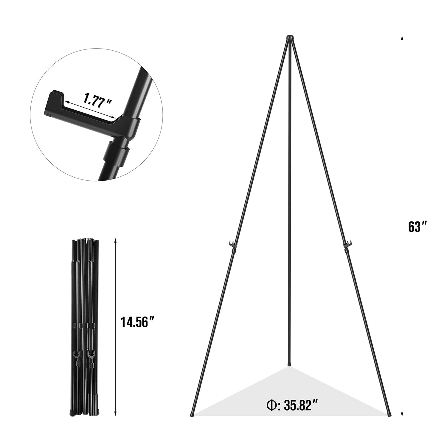 Easel Stand for Display, Aredy 63" Portable Painting Easel, Lightweight Metal Easels for Painting Canvas, Wedding Sign (2 Pack) Aredy