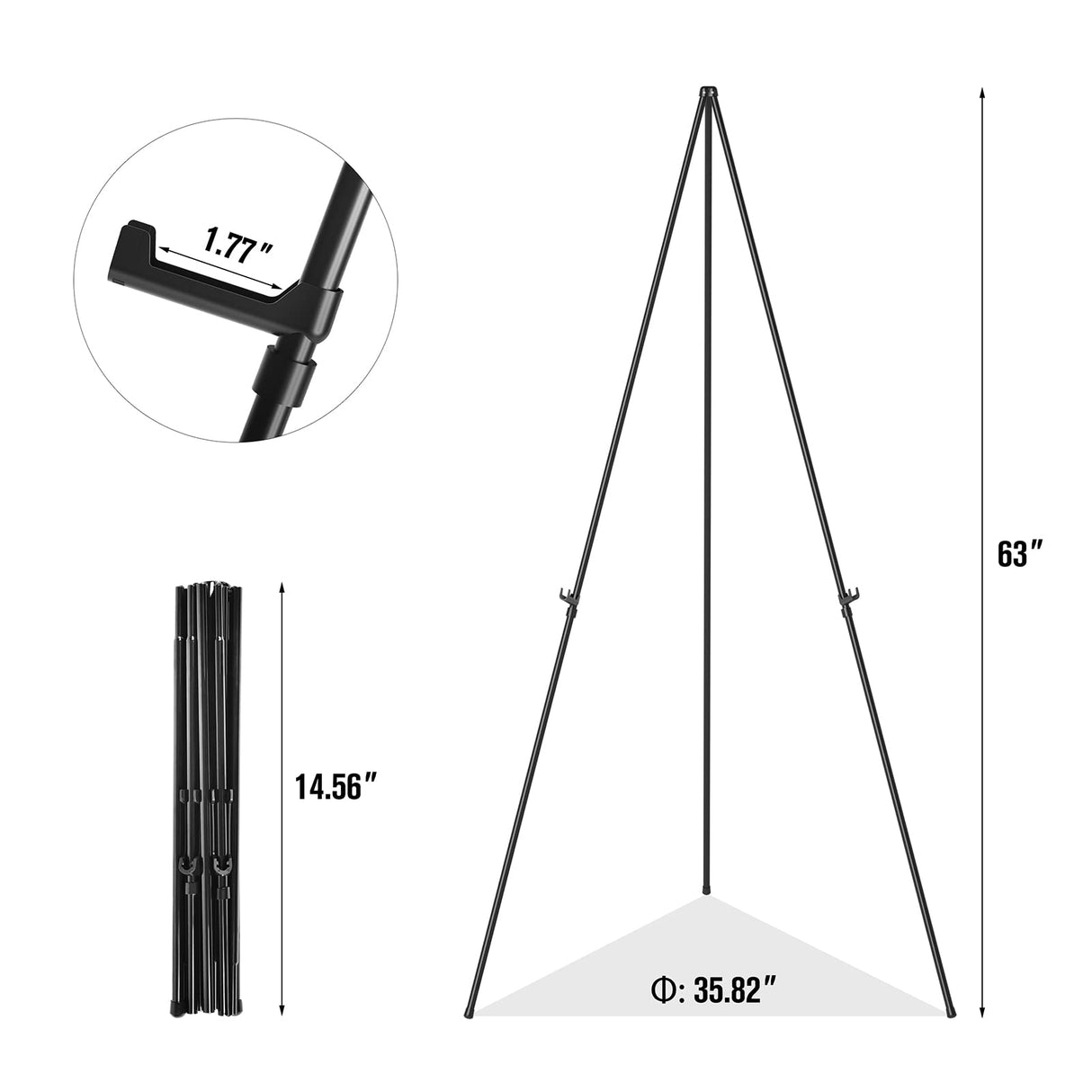 Easel Stand for Display, Aredy 63" Portable Painting Easel, Lightweight Metal Easels for Painting Canvas, Wedding Sign (2 Pack) Aredy