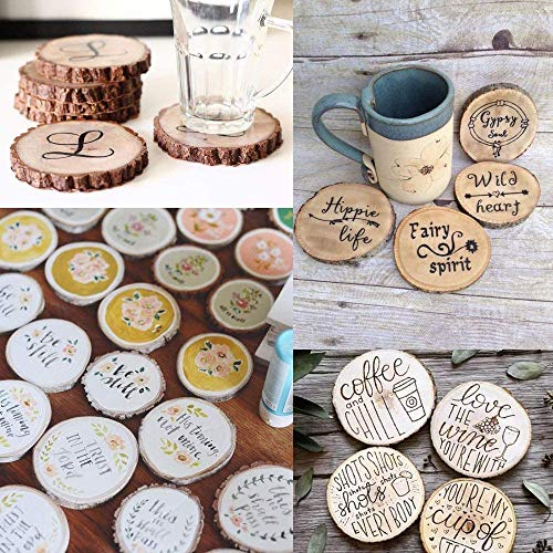 Unfinished Natural with Tree Bark Wood Slices 30 Pcs 2.4"-2.8" inch Disc Coasters Wood Coaster Pieces Craft Wood kit Circles Crafts Christmas