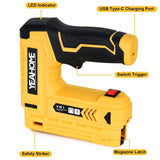 YEAHOME Electric Staple Gun, 2 in 1 Electric Brad Nailer/Stapler, 3.7V Power Cordless Stapler Tacker with USB Charger Cable, 1000 Staples for YEAHOME