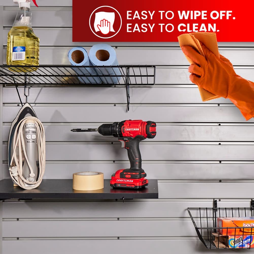 Slatwall Panel Garage Wall Organizer: Heavy Duty Wall Mounted PVC Wall Rack, Interlocking Slat Wall Paneling for Garage Wall Storage, Slatwall Board, DLDIRECT