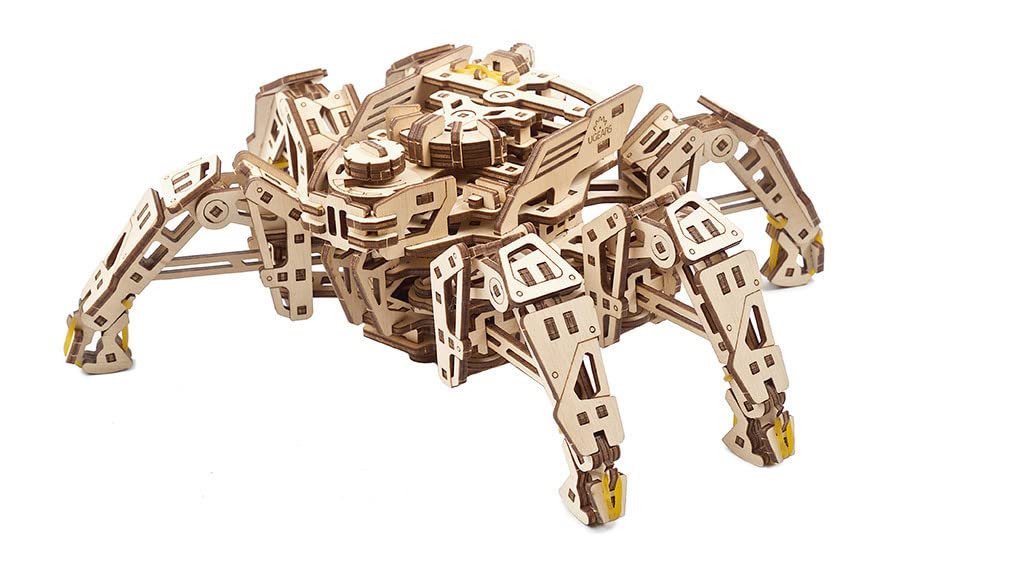 UGEARS Hexapod Explorer 3D Puzzle - Mechanical Spider Robot with Powerful Spring Motor - 3D Wooden Puzzles for Adults and Kids 3D Puzzles Wooden UGEARS