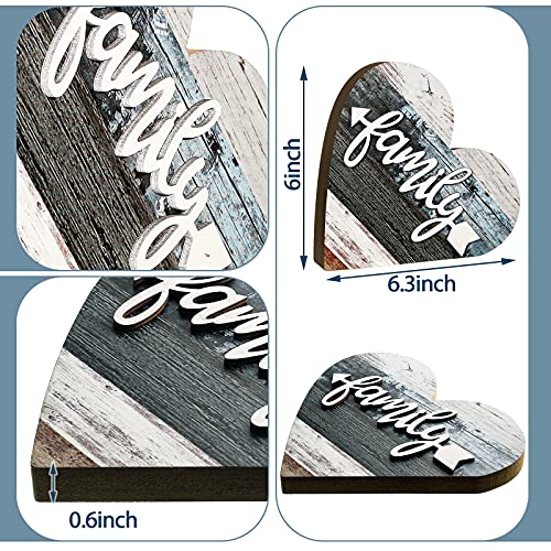 Jetec 2 Pcs Rustic Wood Home Sign Farmhouse Love Wooden Heart Shaped Table Centerpiece Valentines Day Decoration for Home Kitchen Living Room Dining Jetec