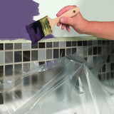 Painters Plastic With Tape, Pre-Taped Masking Film, 4 Rolls Automotive Best Tape and Drape, Paint Adhesive Protective Film Roll for Covering YOUMEIYUAN