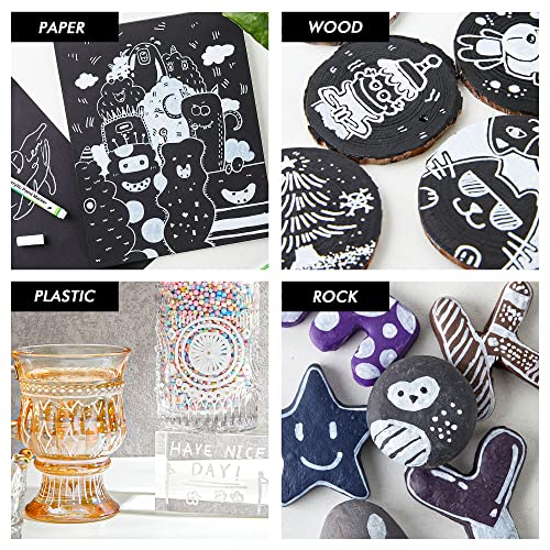 Shuttle Art White Paint Pen, 20 Pack Fine Tip Acrylic Paint Pens, Water-Based Quick Dry Paint Markers for Rock, Wood, Metal, Plastic, Glass, Canvas, Shuttle Art