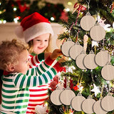 KSPOWWIN 50pcs Round Blank Wood Slices with Holes for DIY Christmas Ornaments Hanging Decorations, 3.5" Unfinished Wooden Christmas Cutouts Ornaments KSPOWWIN