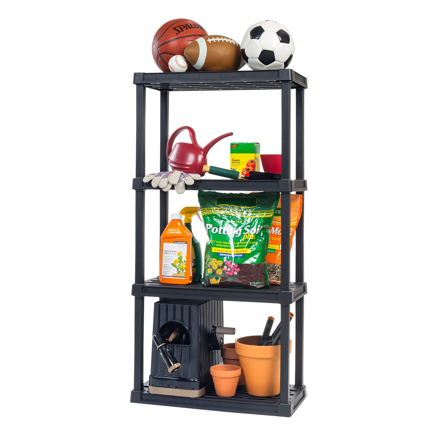 IRIS USA 4-Tier Shelving Unit, 48" Fixed Height, Medium Storage Organizer for Home, Garage, Basement, Shed and Laundry Room, 24"W x 12"D x 48"H, Made IRIS