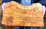 20" Rustic Handmade Bark Edge Olive Wood Charcuterie Board by Orchard Hardwoods- For Cutting, Chopping, Serving. Wooden Slab, Unique Kitchen Gift- In ORCHARD HARDWOODS