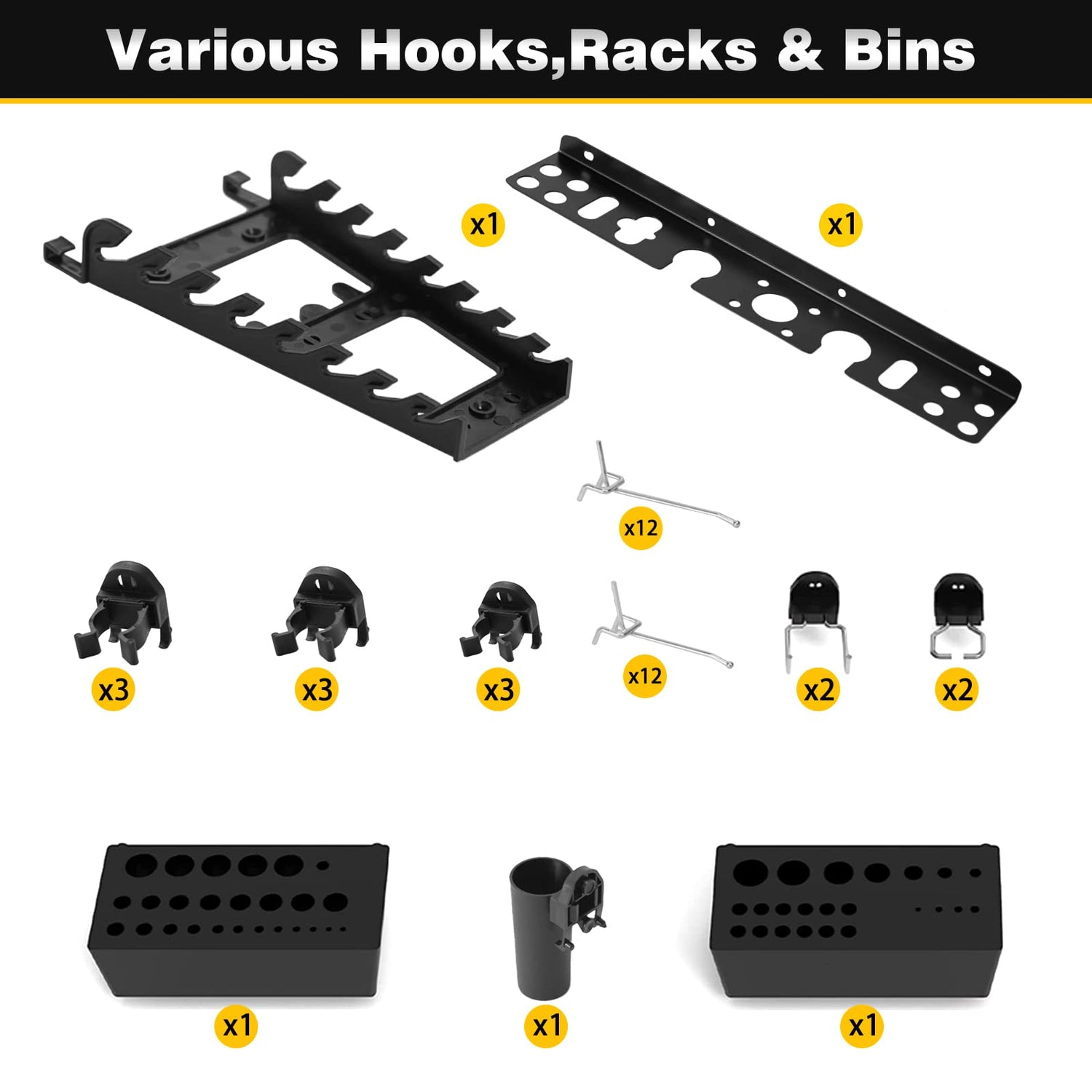 Ultrawall Pegboard Wall Organizer 4 ft. Metal Pegboard Tool Storage Kit with Black Toolboard and Black Accessories Ultrawall