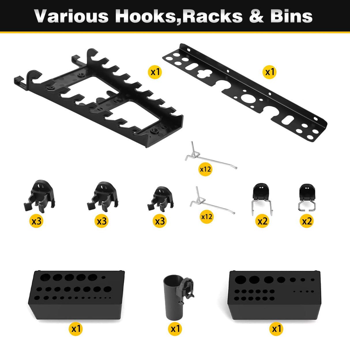 Ultrawall Pegboard Wall Organizer 4 ft. Metal Pegboard Tool Storage Kit with Black Toolboard and Black Accessories Ultrawall