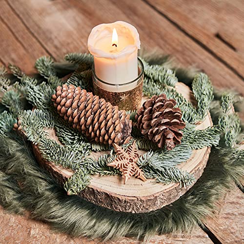 Sancodee 8 Pcs Large Unfinished Wood Slices, 9-10 Inches Wood Slabs for Centerpieces Natural Wooden Circle, DIY Wood Centerpieces for Tables Wedding Sancodee