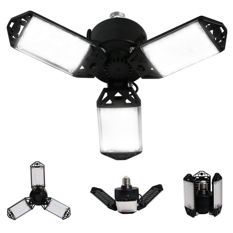 LED Garage Light, 80W 8000 Lumen LED Garage Ceiling Lights with 3 Adjustable Panels E26/E27 LED Shop Lights, 6500K Daylight Light Bulb Fixture LED Meiqils