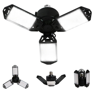 LED Garage Light, 80W 8000 Lumen LED Garage Ceiling Lights with 3 Adjustable Panels E26/E27 LED Shop Lights, 6500K Daylight Light Bulb Fixture LED