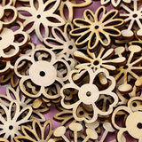 Artibetter 50pcs Flower Theme Mini Laser cuts Wood Shapes (Mixed Pattern) ARTIBETTER