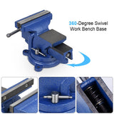 5" Heavy Duty Bench Vise with Anvil Swivel Table Top Clamp Locking Base Sanheshun