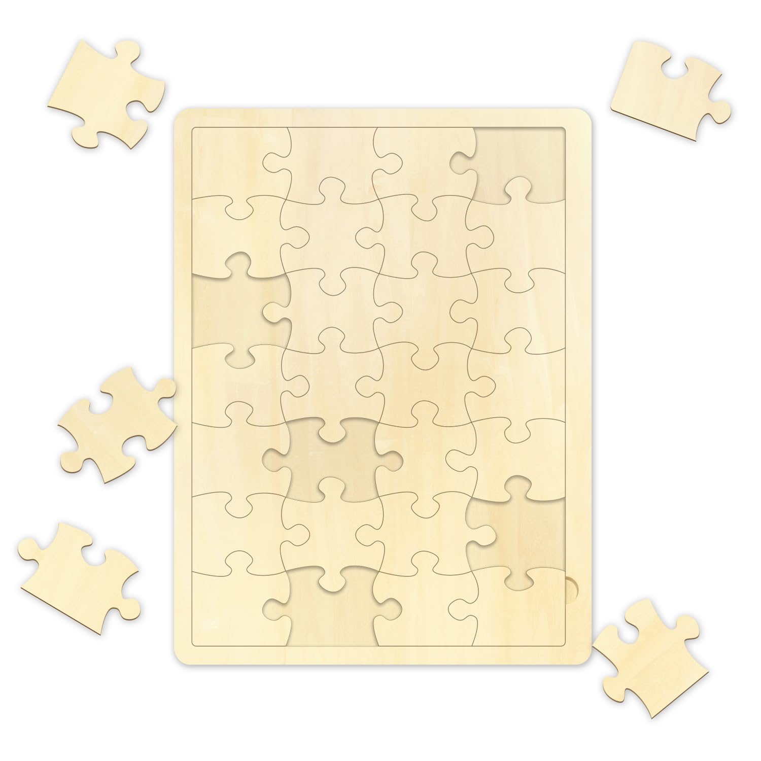 OoeFi Blank Puzzle with 28 Pieces, Blank Wooden Jigsaw Puzzles with Puzzle Tray for Crafts & DIY, Make Your Own Puzzle 11.8x8.8 Inches - WoodArtSupply