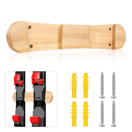 PEUTIER Minimalist Wood Ski Rack, Snowboard Wall Mount Rack Hanger Snowboard Display Rack Snowboard Storage Rack Ski Holder for Room Garage Ski Board PEUTIER