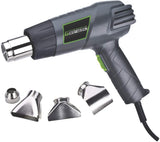Genesis GHG1500A Dual Temperature Heat Gun Kit With Fast Heat High And Low Settings 572F/1000F, Air Reduction Nozzle, Reflector Nozzle, And Two Genesis