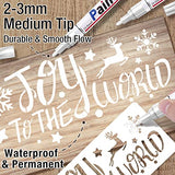 White Paint Pen Permanent Markers - 8 Oil Based Paint Markers for Tire, Wood, Rocks, Metal, Canvas, Plastic, Dark Surface, Medium Tip, Waterproof DAPAWIN