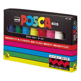 POSCA Mitsubishi Pencil PC8K8C Water-Based Pen, Broad Point, Square Core, 8 Colors POSCA