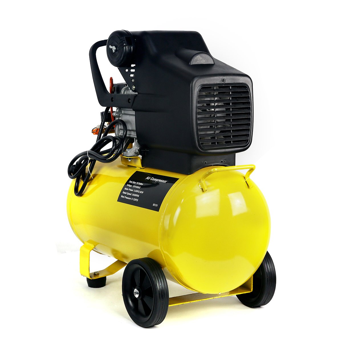 Stark USA 3.5HP Portable 10 Gallons Air Compressor Tank Ultra Quiet Horizontal Tank Adjustable Pressure with Built-in Wheel - WoodArtSupply