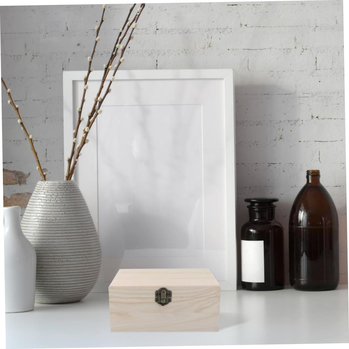 NOLITOY 9 Pcs Treasure Chest Case Unfinished Chest Sundries Storage Tray Wood Trinket Tray Trinket Storage Chest Wood Treasure Chest Wood Case Lock NOLITOY