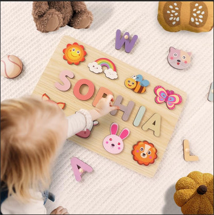 OELTTG Name Puzzle for Kids Personalized, 1st Birthday Gifts,Custom Baby Easter Gifts, Toddler Wooden Puzzles, Early Learning Toys for Baby Boy or - WoodArtSupply