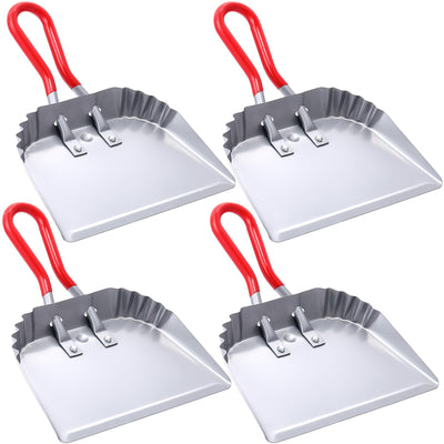 4 Pack Industrial Metal Dustpan 12 Inch Heavy Duty Dust Pan with Handle Handheld Dustpan Wide Scooper Dust and Debris Sweeping Tool Ideal for