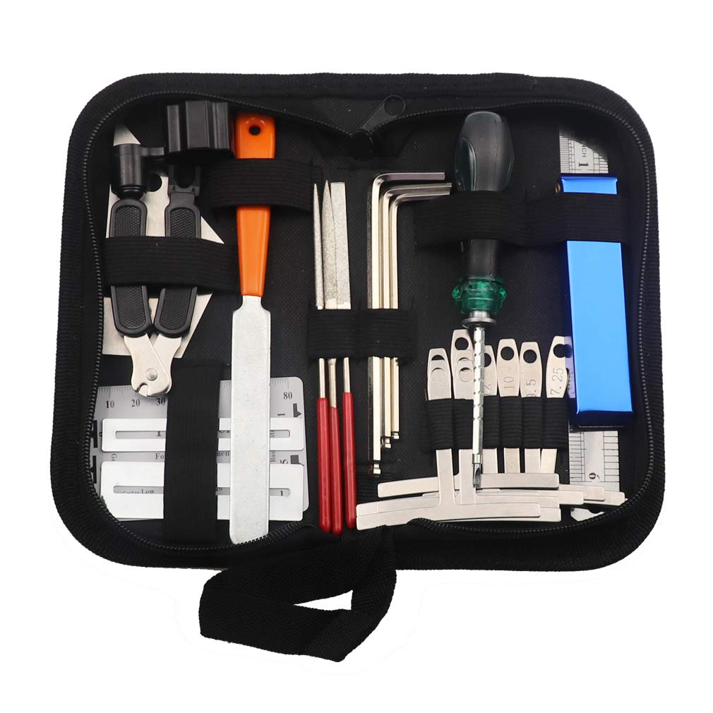 Guitar Tool Kit Repairing Maintenance Tools String Organizer String Action Ruler Gauge Measuring Tool Hex Wrench Set Files Fingerboard Guard - WoodArtSupply