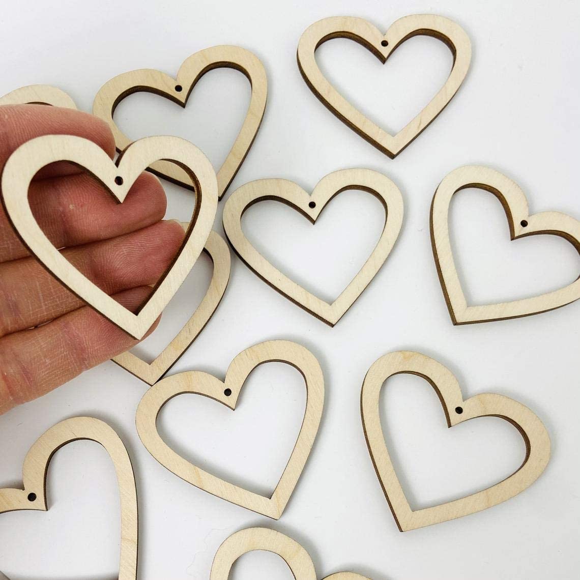 ALL SIZES BULK (12pc to 100pc) Unfinished Wood Wooden Hollow Heart Frame Laser Cutout Dangle Earring Jewelry Blanks Charms Ornaments Shape Crafts Texan Wood Crafts