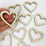 ALL SIZES BULK (12pc to 100pc) Unfinished Wood Wooden Hollow Heart Frame Laser Cutout Dangle Earring Jewelry Blanks Charms Ornaments Shape Crafts Texan Wood Crafts